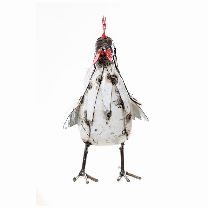 ZIMBA-ARTS MÉTAL PETITE POULE BLANCHE