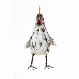 ZIMBA-ARTS MÉTAL PETITE POULE BLANCHE