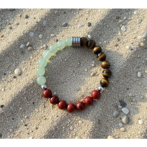 Women's bracelet Triple Power 8 mm with Aventurine, Red Jasper and Tiger's Eye