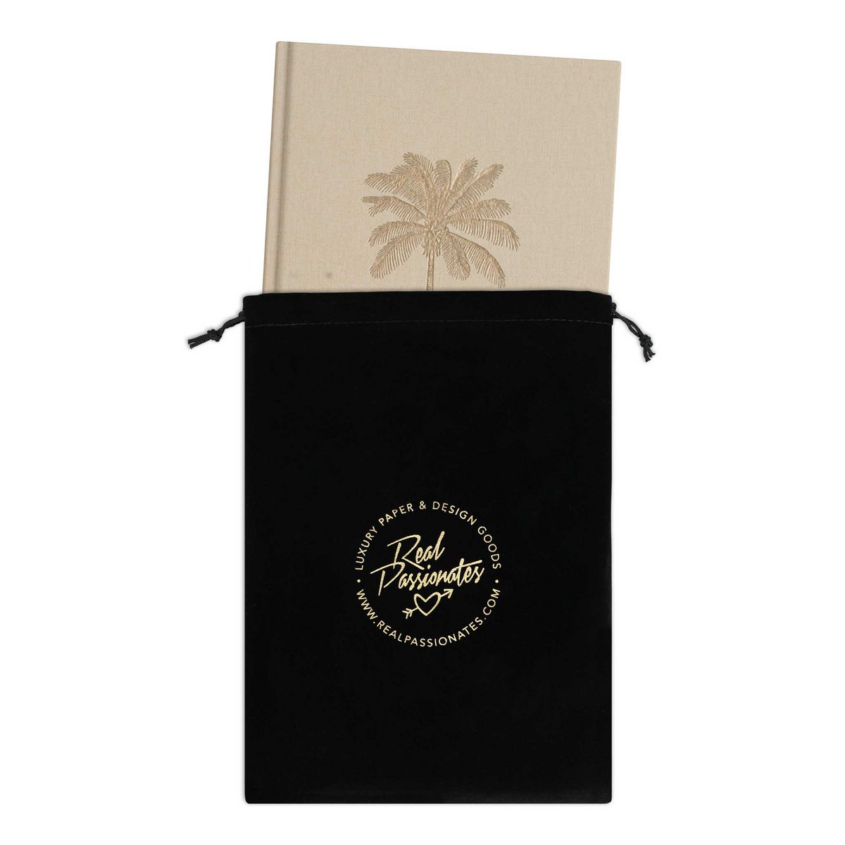 Notebook "Palm", A5, beige / gold, linen cover