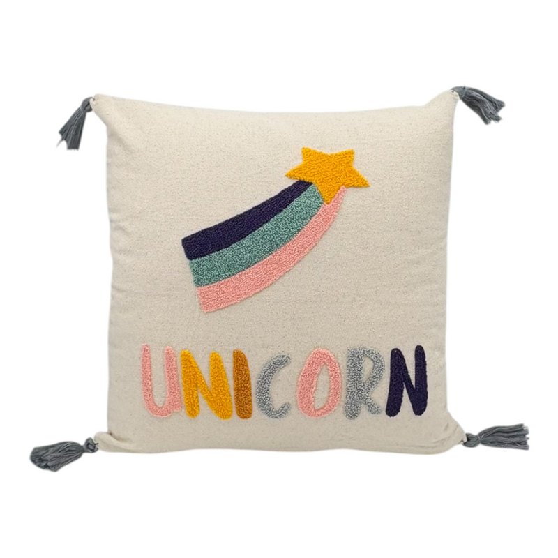 Decorative pillows with punch embroidery - kids - Unicorn - 43 x 43cm