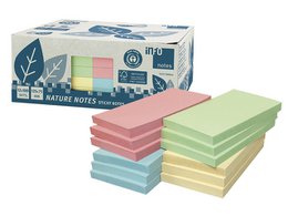 Info notes 125x75mm ass. recycled doos 12 blok geel, groen, rose, blauw