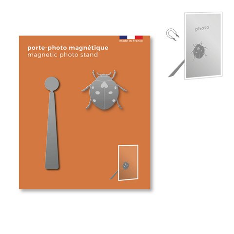 Magnetische metalen fotohouder - lieveheersbeestje