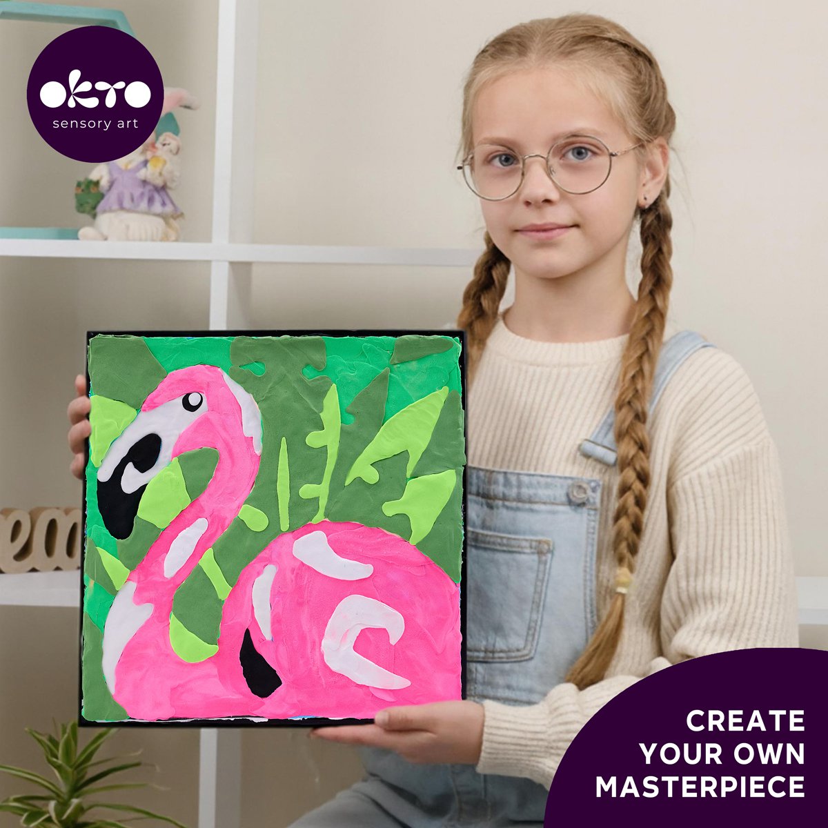 Okto Sensory Art Color By Numbers - Animals - Pink Flamingo
