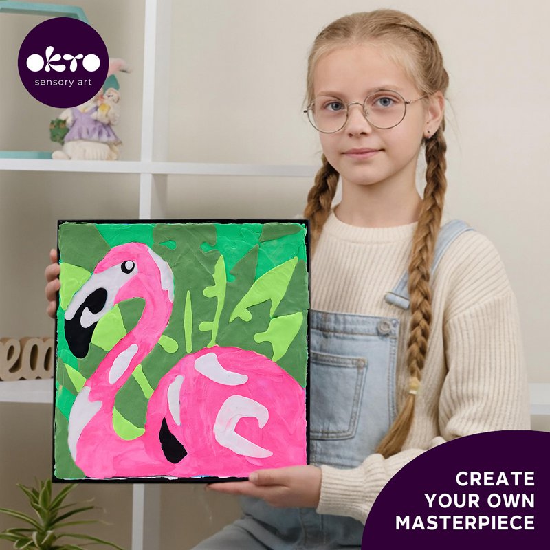 Okto Sensory Art Kleuren Op Nummers - Dieren - Roze Flamingo