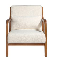 Fauteuil van gestoffeerde stof en notenhout 5100
