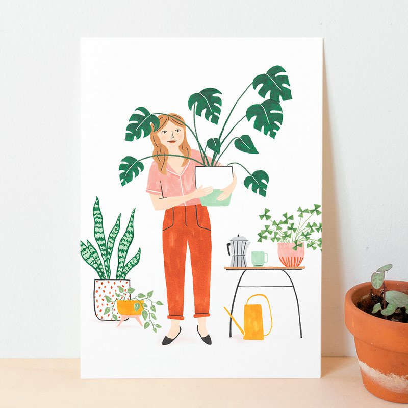 Postal | niña de las plantas