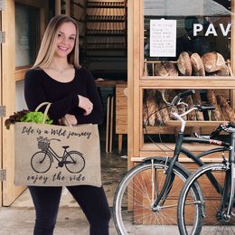 Domelo jute taske indkøbspose. Jute shopper taske. Stort vand -repellent indkøbskurv/ strandpose. Badepose XXL/ indkøbspose gaver til kvinder.