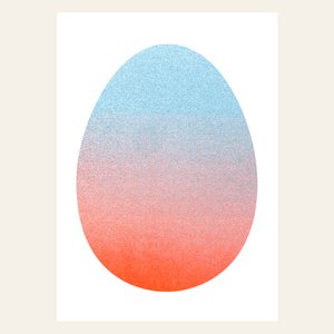 Risographie Postkarte – Osterei Fluo-Orange – DIN A6