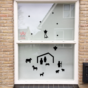 Nativity scene reusable window stickers