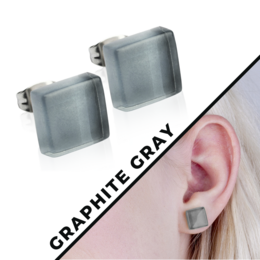 Quadratische Ohrstecker mit Glas Steinen in vielen Farben • 10mm • nachhaltig / minimalistisch / haltbar