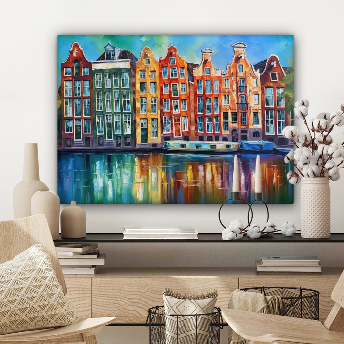 Peinture sur toile - Décoration murale Amsterdam - Huile - GRAISE - Peinture - Art - Décoration murale Salon - Décoration de la chambre - Accessoires de chambre - Paintes de toile
