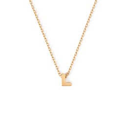 Gold-colored initial L pendant necklace.