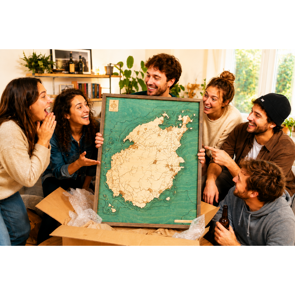 PAROS - Mapa de pared de madera 3D - versión L