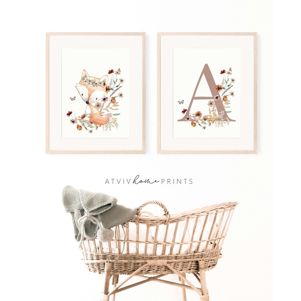 Fuchs-Kinderzimmer-Druck, Fuchs-Plakat, Blumen-Kinderzimmer-Druck, niedlicher Fuchs-Druck, Wildblumen-Druck, Mädchen-Kinderzimmer-Poster, Mädchenzimmer