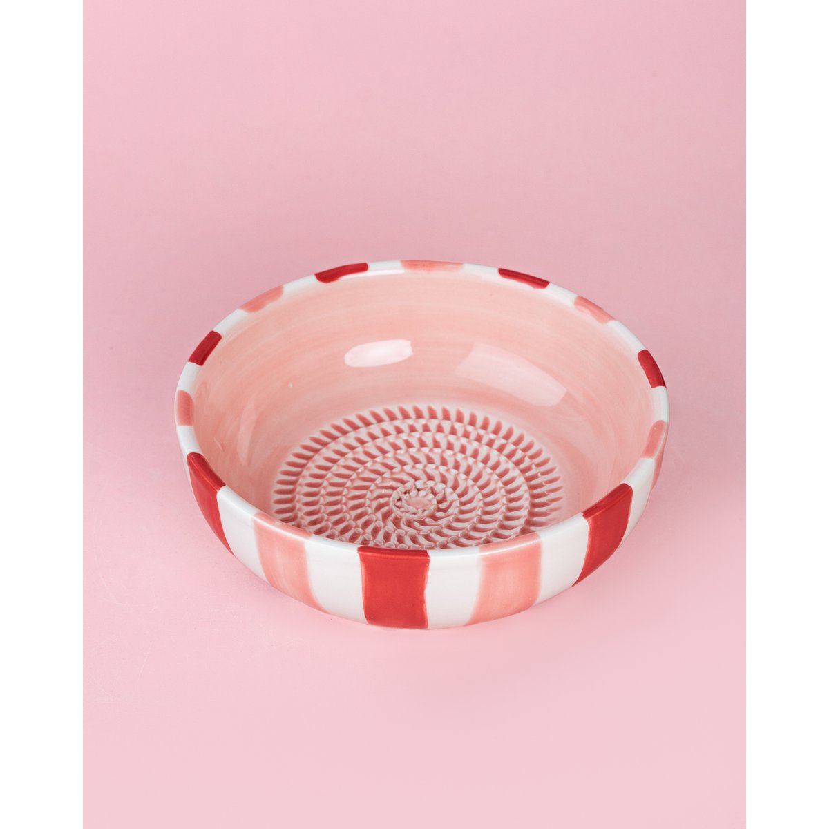 Handmade Ceramic Garlic Grater Dish - Pink and Red - Medium Sweetheart