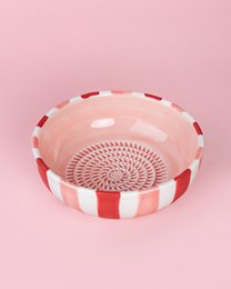 Handmade Ceramic Garlic Grater Dish - Pink and Red - Medium Sweetheart