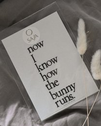 Bügelbild "Ahora sé cómo corre el conejito".