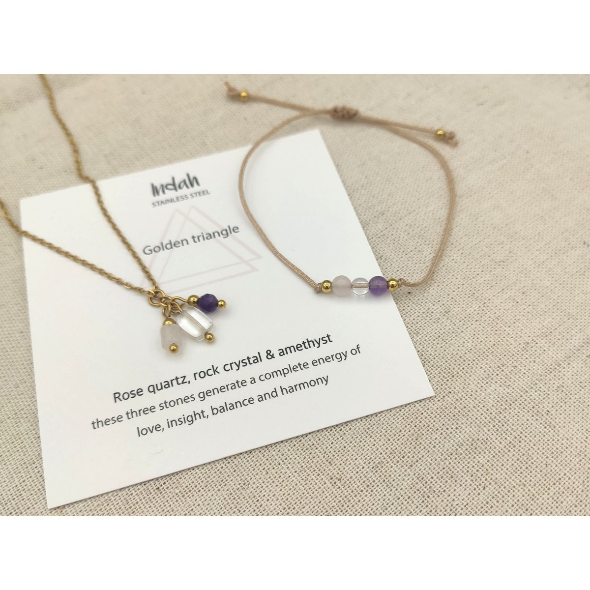 Ketting rock, gouden driehoek, zilver en goud