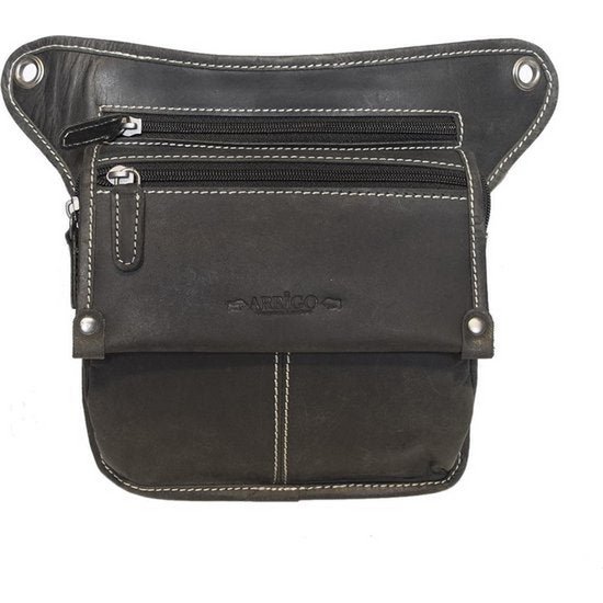 Motor Bean's bag - Black leather hip bag or leather shoulder bag