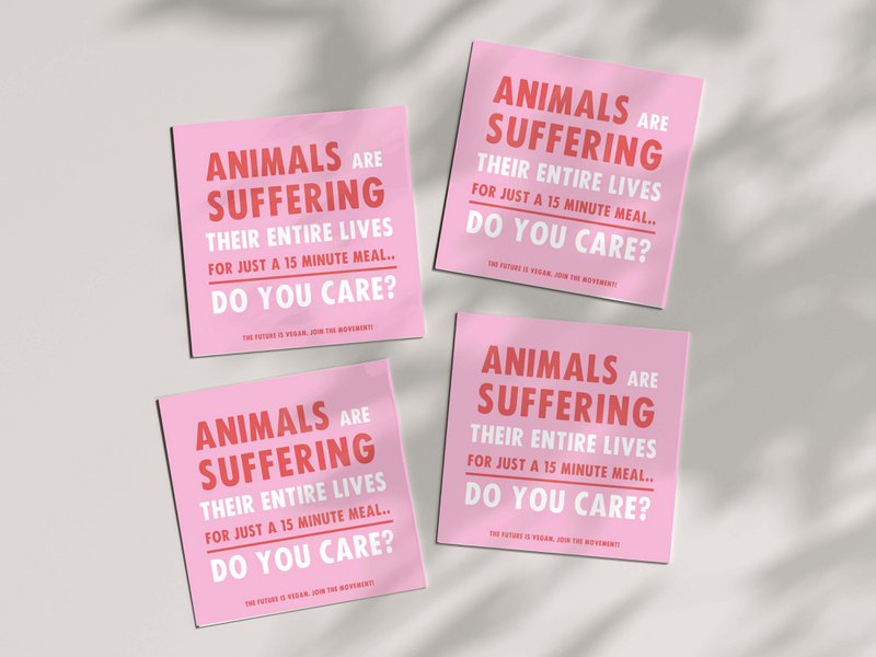 Vegan Indoor/Outdoor Stickers 'Animals Are Suffering, Do You Care?'