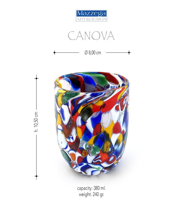 Canova glass glasses of Murano glass, made on the island of Murano, blow and handmade by masters Vetrai - Special Edition - 380 ml.