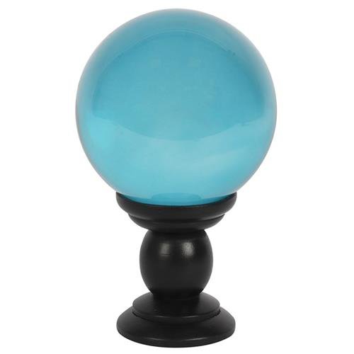 Grande sfera di cristallo verde acqua su supporto