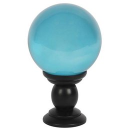 Large teal crystal ball on stand