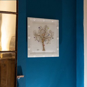 Quadratmauer Uhr in Muranoglas, Gunst Geschenkidee, goldene Golddekoration