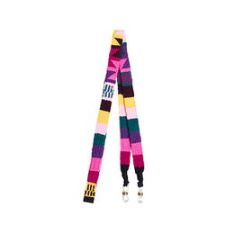  Colorful, striped sunglass strap with a keychain attachment, suitable for eyewear cases.