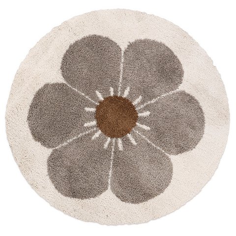 Bohemian Daisy runder Kinderteppich taupe