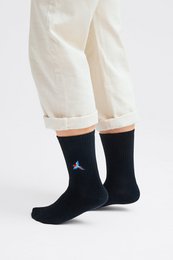 Organic Parrot Socks - Black tennis socks with embroidered parrot