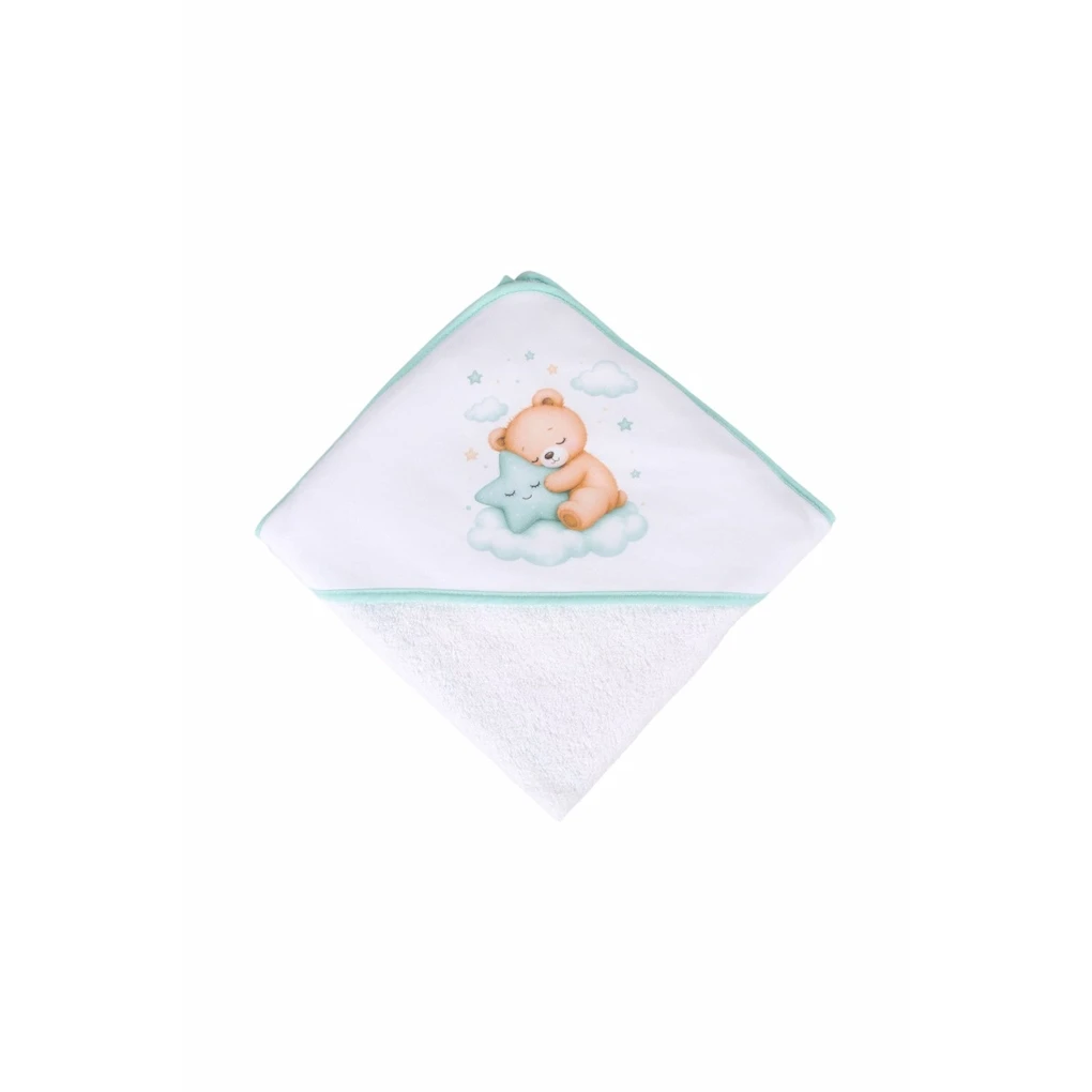 Serviette de bain à capuche bébé avec ours sur une étoile
