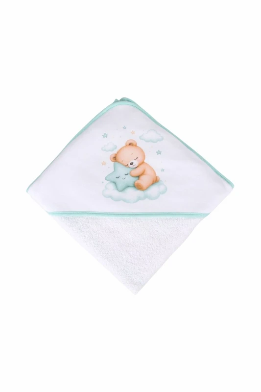 Serviette de bain à capuche bébé avec ours sur une étoile