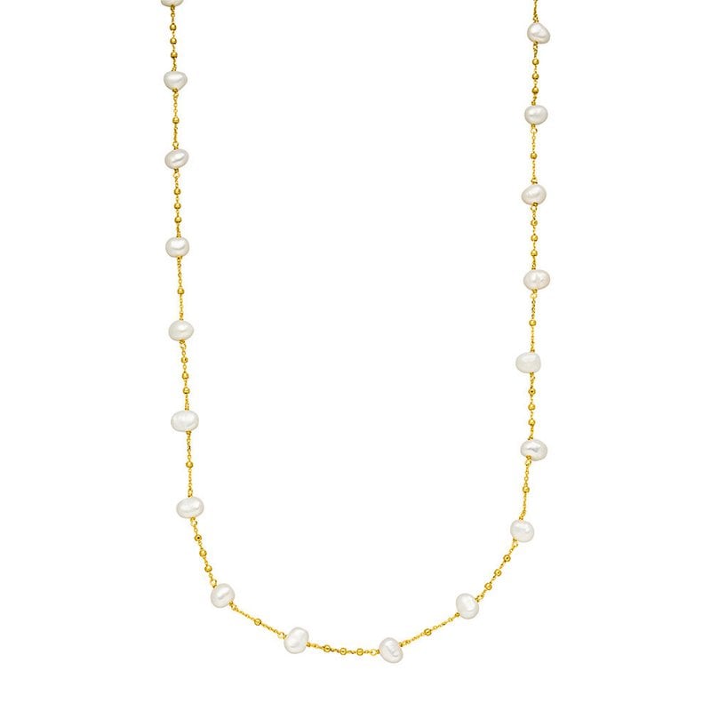 Necklace pearl, yellow gold