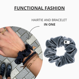 Velvet Scrunchie Grey - BellodyÂ® (1 stuk - Urban Grey)