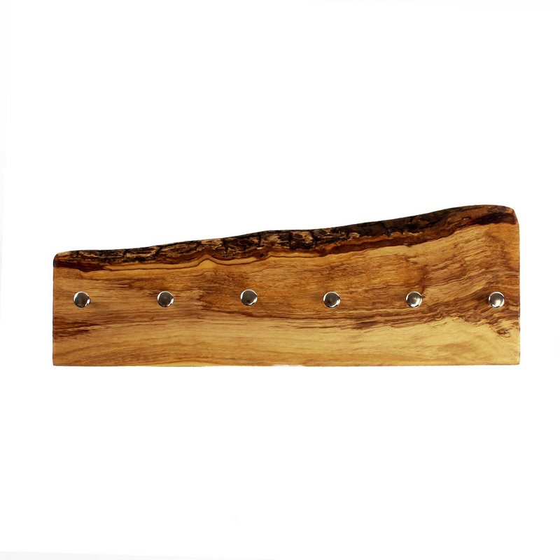 Key holder made of olive wood with bark