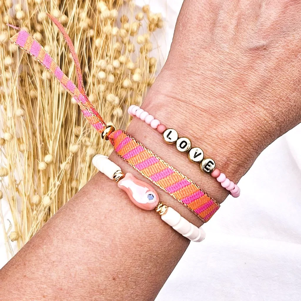 Bandarmband gestreift rosa/orange