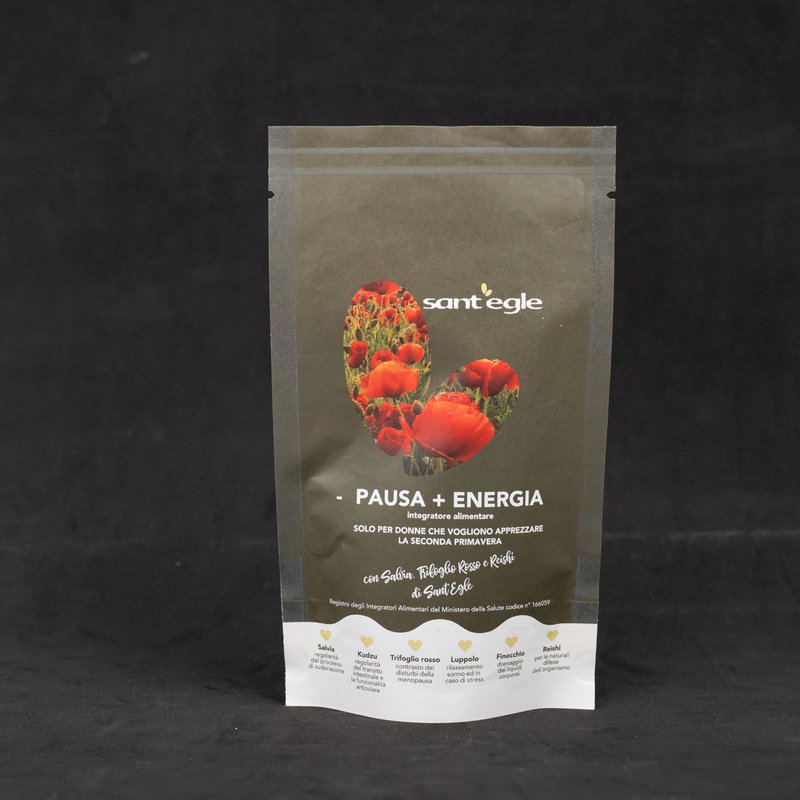 Sant'Egle Organic Food Supplement - Pausa + Energia,  Menopause, 90 cps (pack of 6)