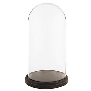 Stolp Ø 26x47 cm Schwarzes Holzglasstolp