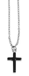 Accent ankerketting met kruishanger, roestvrij staal, 43+5 cm, zilver/zwart