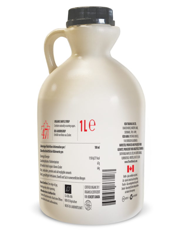 FONTE UNICA Sciroppo d'acero biologico, Canada Grado A, molto scuro, forte 1000 ml