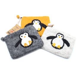 Etui van natuurlijk vilt met ritssluiting (assortiment) - Schattige pinguïn