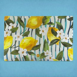 Mantel Individual Limón - PVC Estampado Botánico Rayas