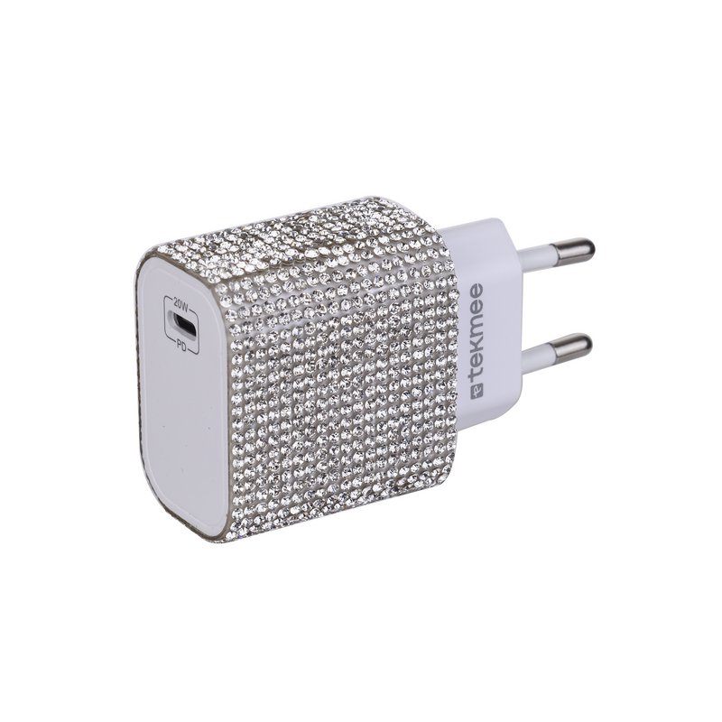 Kit de carga rápida de rehinestones plateados-20W y 40W, Tipo-C