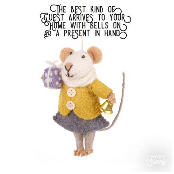 Handmade Felt Agnes Mouse Fair Trade Hanging Decoration