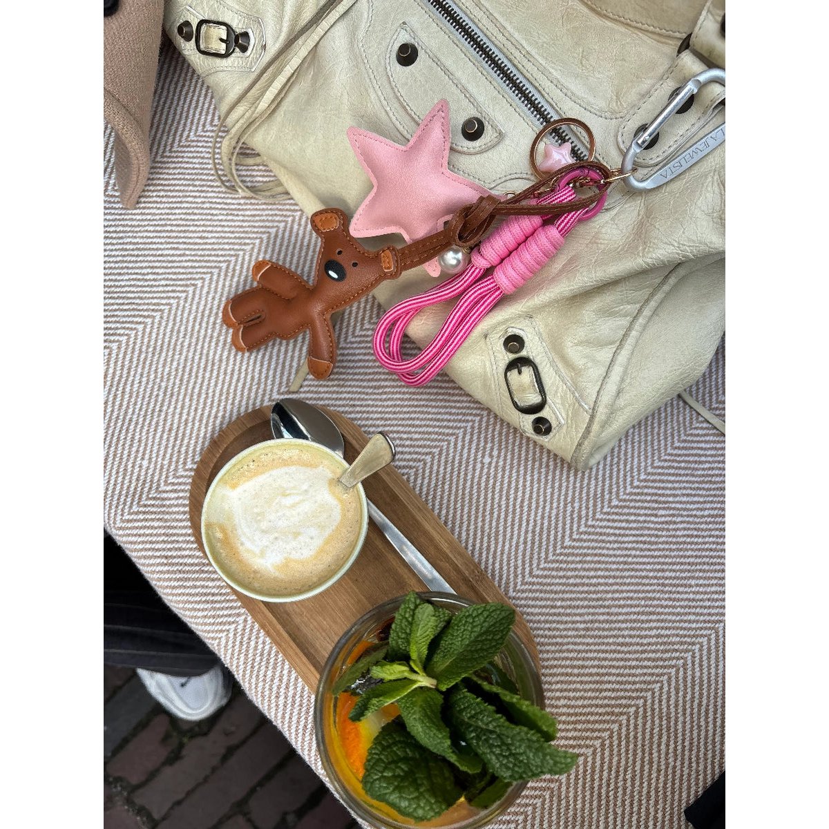 Pink stellar bag charm