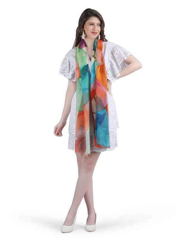 Silk scarf ladies panna