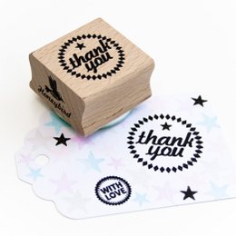Runder Stempel – Text „Danke“ – mintgrüner Gummi