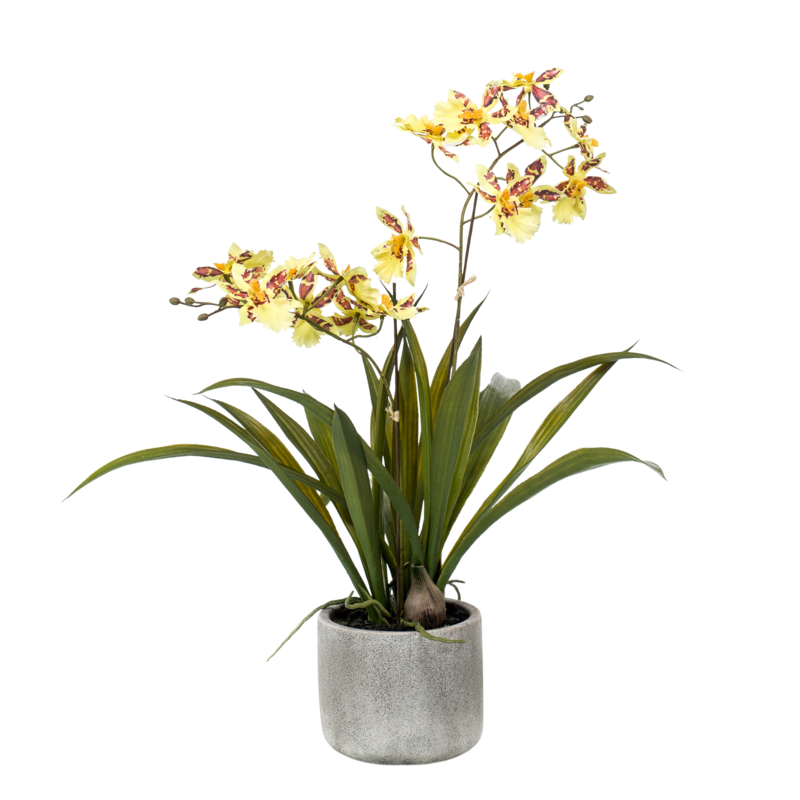 Kunstig plante - Orkidé - Gul - 45cm